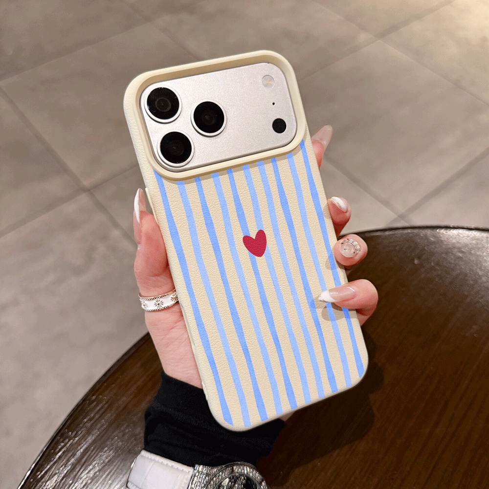 Apple Iphone 15 - 세로 줄무늬 하트 아이폰 케이스 (아이폰